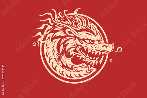 Gold china dragon for sticker label 