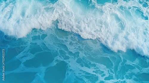 Aerial view coast waves on beach with clear water in tropical island shore. Generate AI image