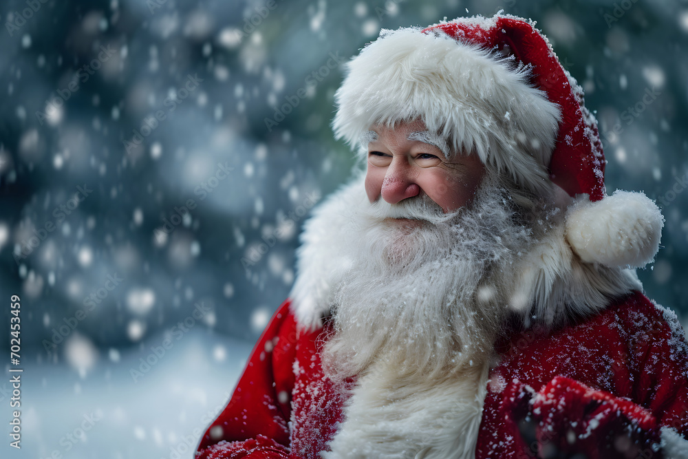 Weihnachtszauber im Schnee: Der festliche Santa Claus verzaubert die verschneite Landschaft Weihnachtszauber im Schnee: Der festliche Santa Claus verzaubert die verschneite Landschaft