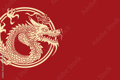 Vector gold china dragon symbol logo sticker label
