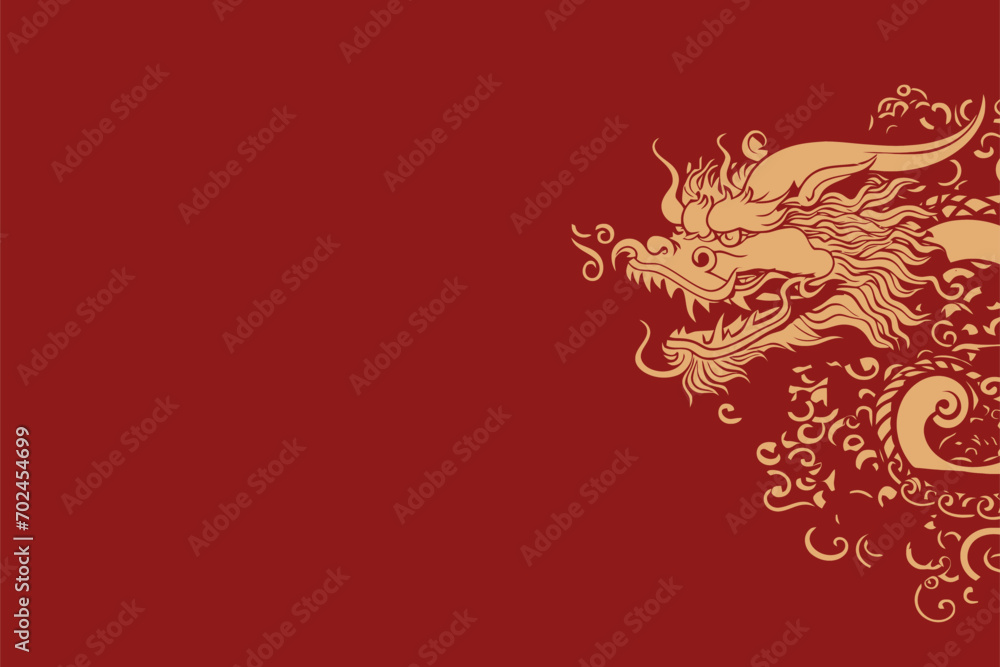Vector china oriental dragon symbol logo red background Vector china oriental dragon symbol logo red background
