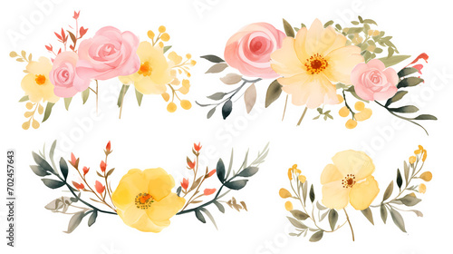 Floral frame with watercolor flowers, decorative flower background pattern, watercolor floral border background © xuan