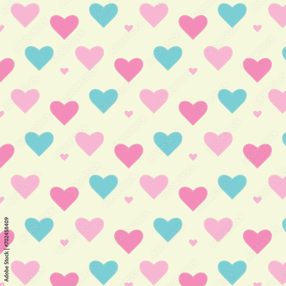 Web  Cute seamless vector pattern with hearts.