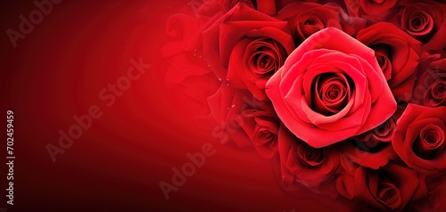 Red rose buds background with copyspace. Women s Day rose blured background   AI Generated
