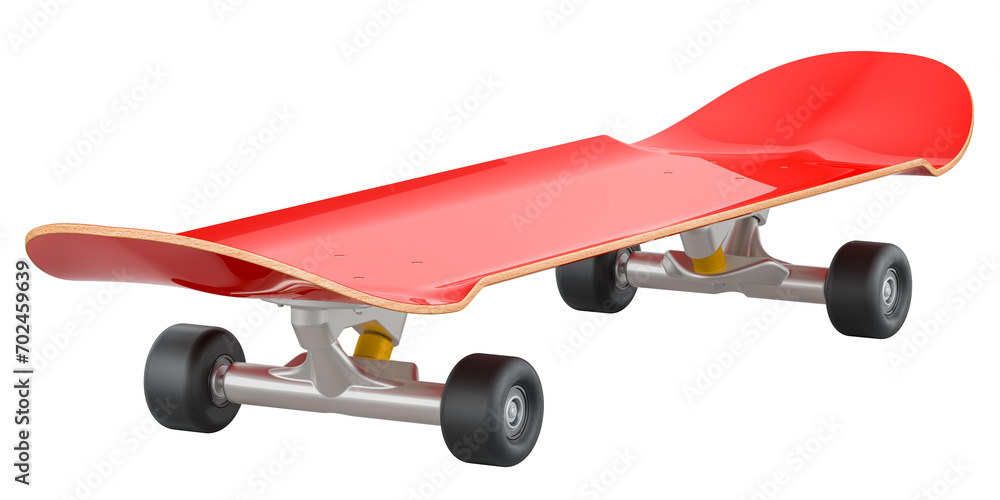 Red skateboard, 3D rendering isolated on transparent background