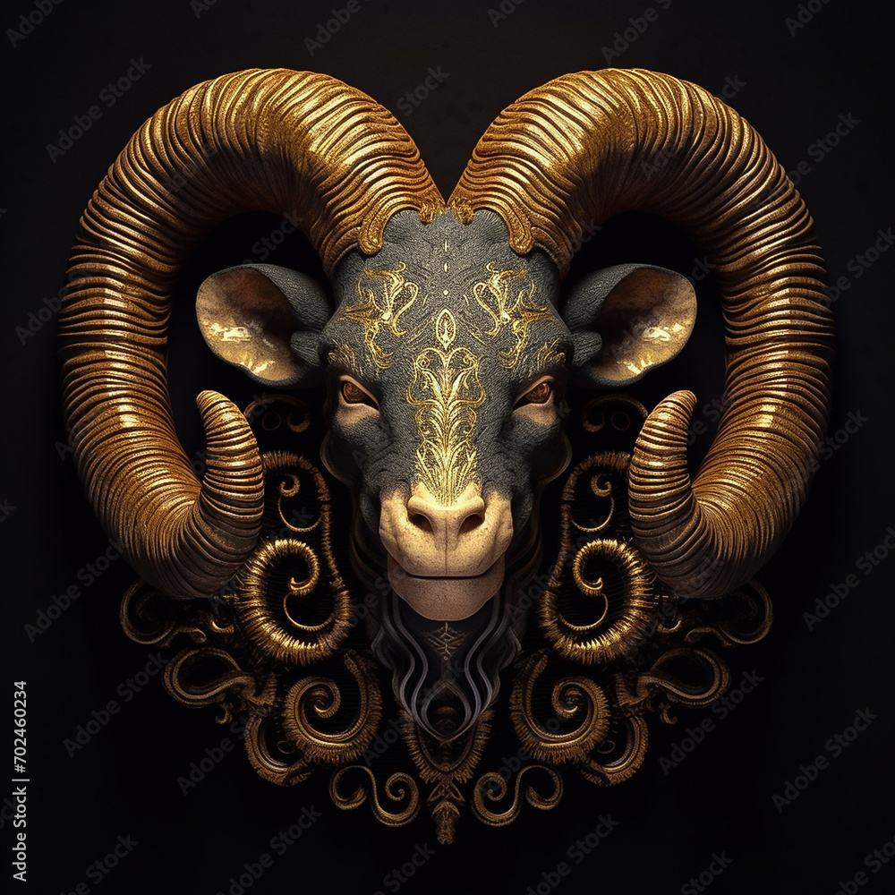 Aries zodiac luxury black and gold