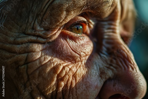 A close-up of a person's face, the lines and contours telling a story of age, wisdom, and the passage of time. © Lucija