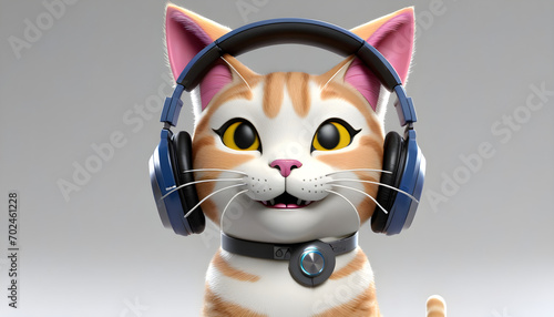 Cat wearing headphone - Generative AI