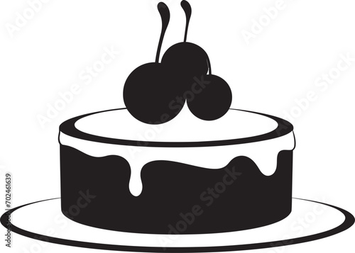 Gourmet Elegance Black Cake Iconic Identity Delicious Minimalism Black Cake Vector Artistry