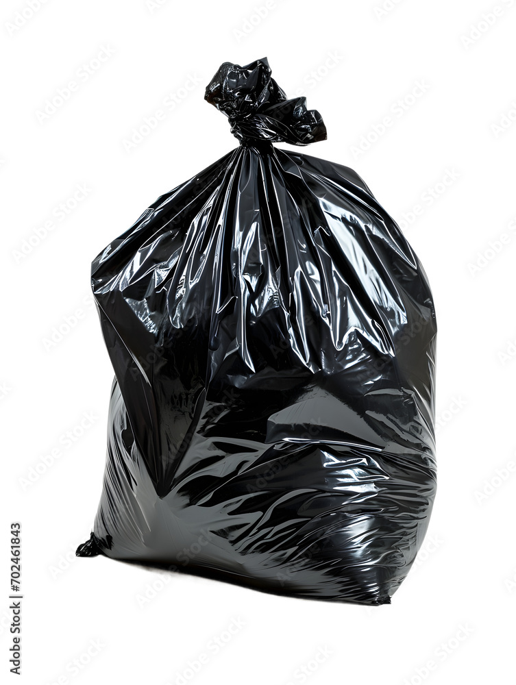 Commercial Black Garbage Bag Isolated on White