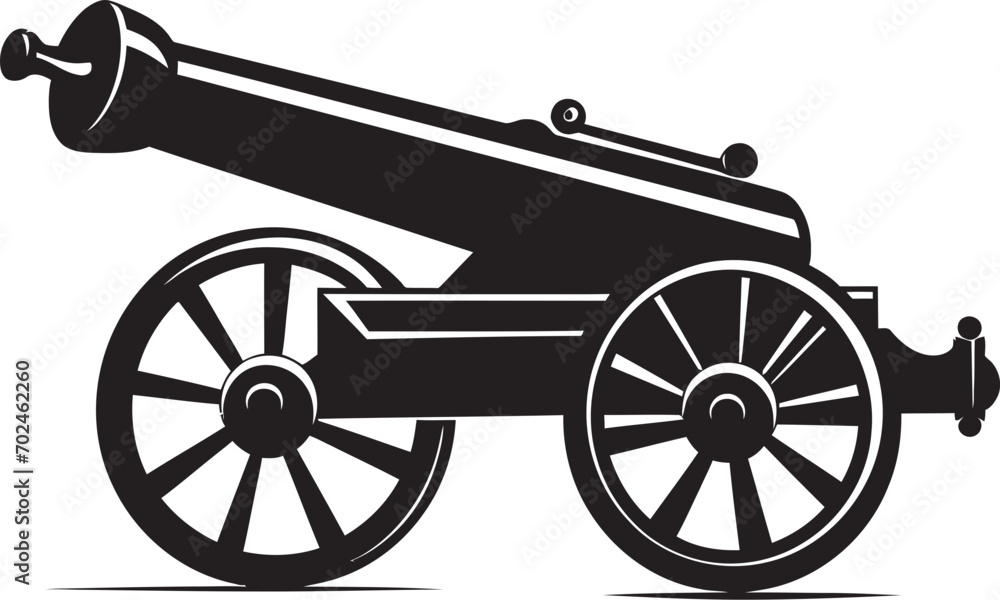 Fototapeta premium Modern Arsenal Black Cannon Vector Emblematic Design Deadly Precision Black Cannon Firearm Iconic Identity