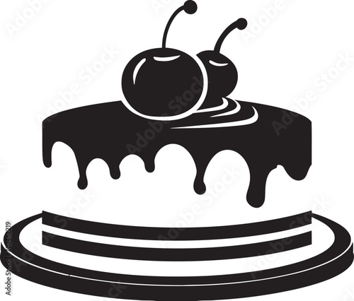 Refined Indulgence Black Cake Vector Logo Conceptualization Elegant Flavor Black Cake Logo Emblem