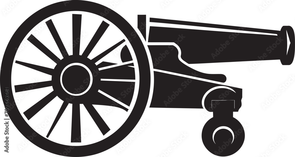 Tactical Arsenal Black Cannon Symbolic Symbolism Dynamic Warfare Sleek Black Cannon Firearm Emblem