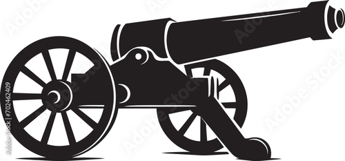 Elegant Lethality Black Cannon Vector Symbolism Warfare Elegance Black Cannon Iconic Artistry