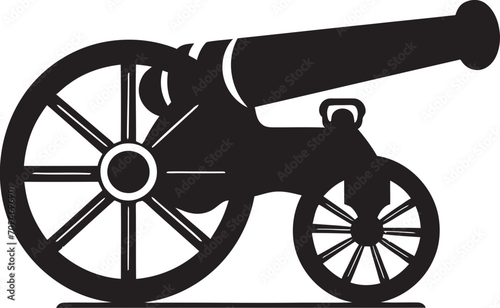 Fototapeta premium Elegant Warfare Black Cannon Firearm Emblematic Design Tactical Dominance Vector Black Cannon Logo Symbolism