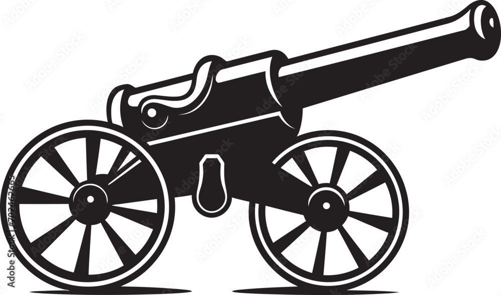 Fototapeta premium Lethal Precision Black Cannon Vector Emblematic Mark Strategic Dominance Black Cannon Firearm Iconic Identity