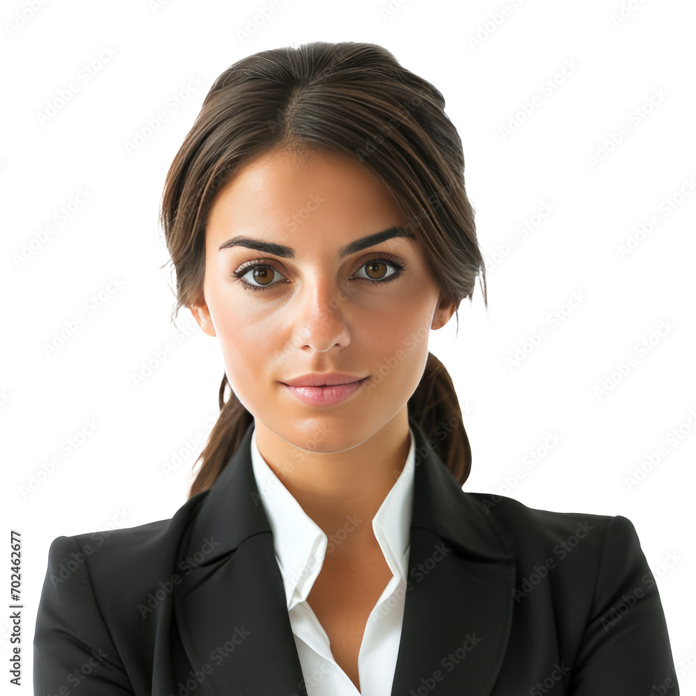 Beautiful businesswoman looking at the camera, cut out - stock png. Beautiful businesswoman looking at the camera, cut out - stock png.