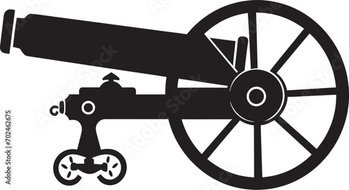 Lethal Dominance Black Cannon Iconic Marksmanship Strategic Weaponry Vector Black Cannon Emblematic Symbol