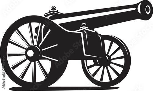 Dynamic Precision Black Cannon Firearm Emblematic Mark Striking Dominance Black Cannon Vector Iconic Symbol