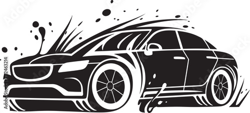 Radiant Rinse Black Car Washing Iconic Symbol Refined Refresh Black Car Wash Vector Concept