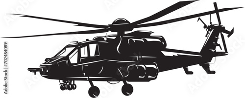 Warrior Elite Emblematic Black Helicopter Stealth Strike Vector Black Combat Helicopter