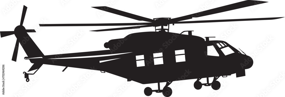 Fototapeta premium Tactical Wings Black Combat Helicopter Iconic Icon Warfare Fury Vector Black Helicopter Emblematic Identity