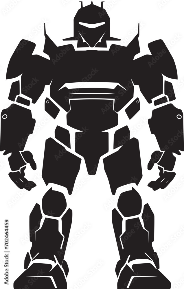 Fototapeta premium Stealth Defender Black Armed Robot Emblematic Design Robotic Guardian Vector Black Combat Machine Symbol