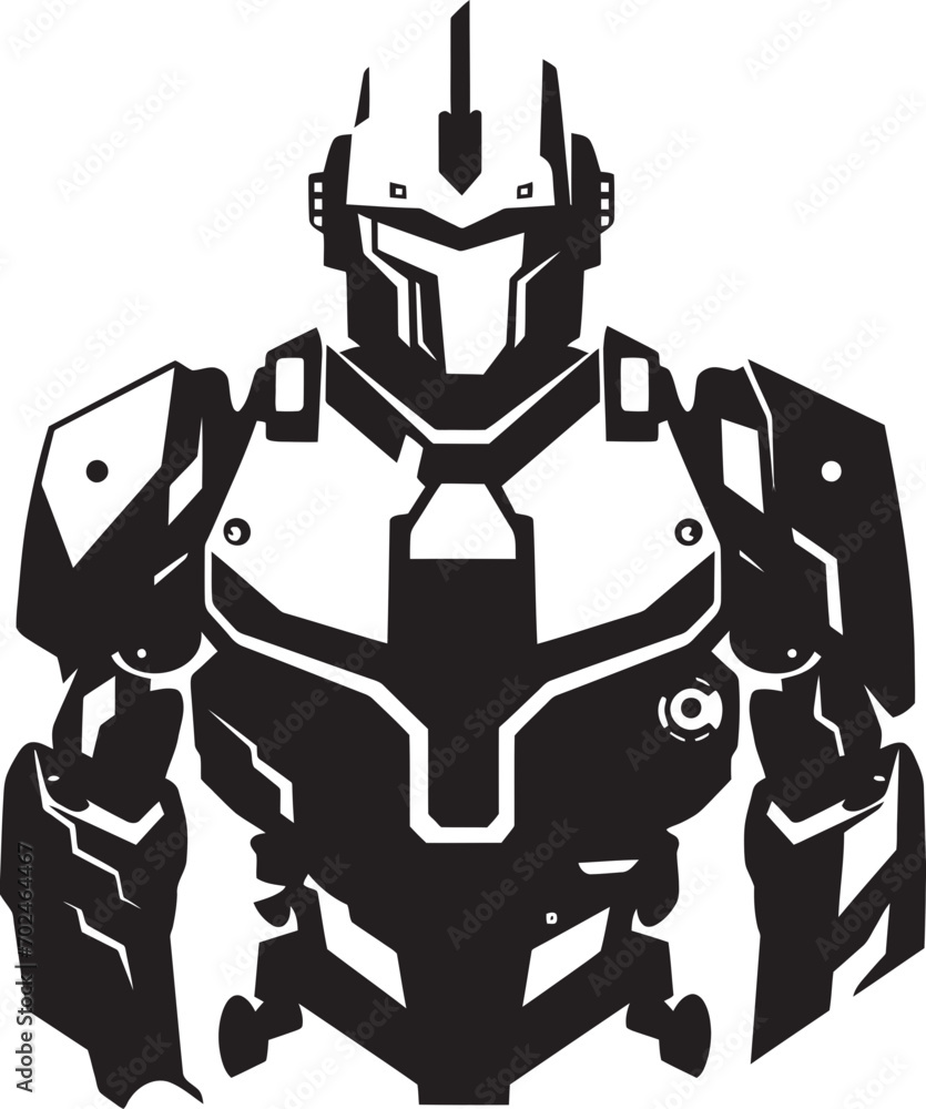 Elegant Enforcer Vector Black Combat Machine Icon Stealth Titan Black Combat Robot Emblematic Symbolism