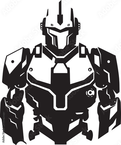 Elegant Enforcer Vector Black Combat Machine Icon Stealth Titan Black Combat Robot Emblematic Symbolism