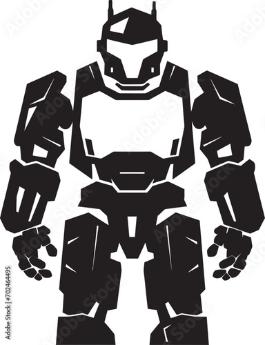 Precision Enforcer Vector Black Combat Machine Mark Elegant Sentinel Black Armed Android Emblematic Symbol