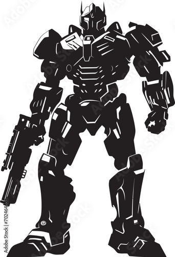 Warrior Sentinel Vector Black Combat Cyborg Symbolism Elegant Enforcer Black Armed Robot Iconic Identity