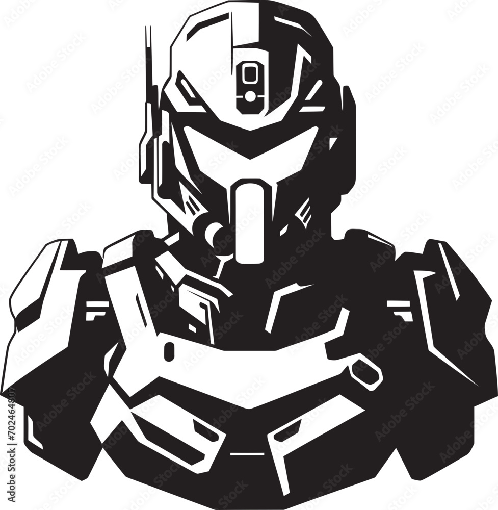 Tactical Vigilant Vector Black Combat Android Symbol Sleek Sentinel Black Armed Robot Iconic Emblem Tactical Vigilant Vector Black Combat Android Symbol Sleek Sentinel Black Armed Robot Iconic Emblem