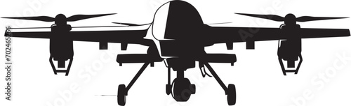 Aegis Guardian Vector Black Armed Drone Symbol Sleek Enforcer Black Combat Quadcopter Icon Design