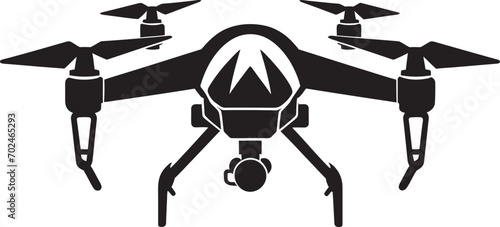 Elegant Enforcer Vector Black Combat Drone Icon Combat Guardian Black Armed Quadcopter Symbolic Precision