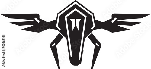 Elegant Enforcer Black Armed Quadcopter Symbolism Combat Guardian Vector Black Combat Drone Design