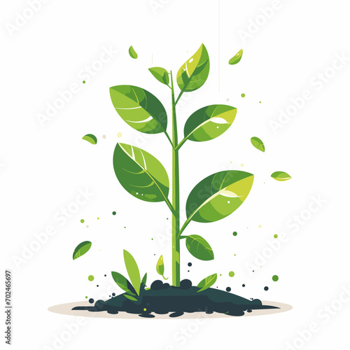 Green eco sprouts plant, vector in minimalism