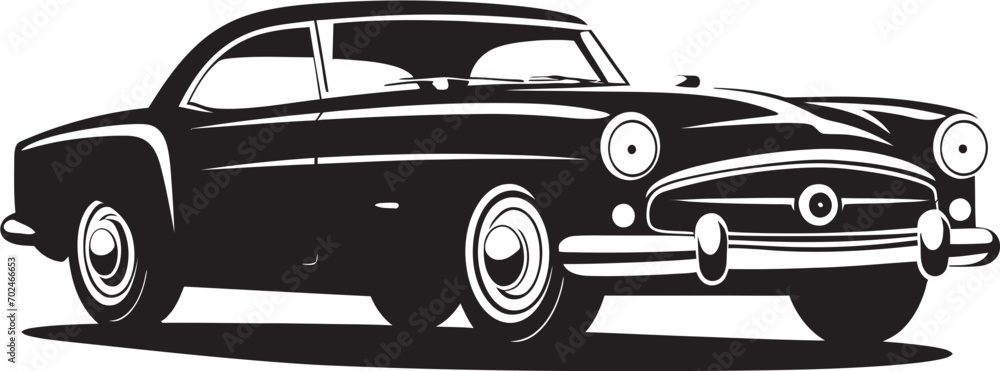 Timeless Momentum Black Vector Vintage Car Emblem Elegant Era Vintage Car Black Iconic Emblem