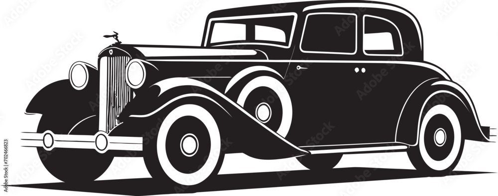 Timeless Momentum Black Vector Vintage Car Elegant Era Vintage Car Black Icon