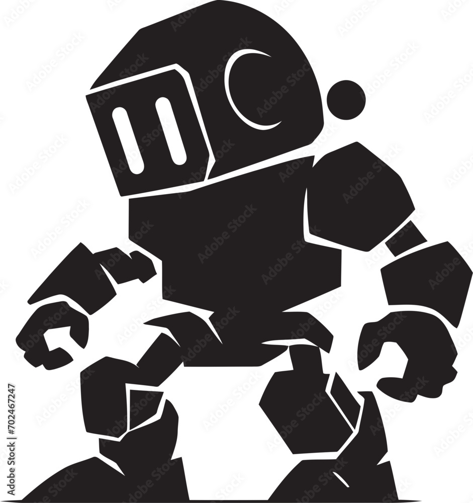 Mini Mech Tiny Combat Robot in Black Vector Logo Adorable Defender Cute Tiny Combat Bot Emblem Mini Mech Tiny Combat Robot in Black Vector Logo Adorable Defender Cute Tiny Combat Bot Emblem