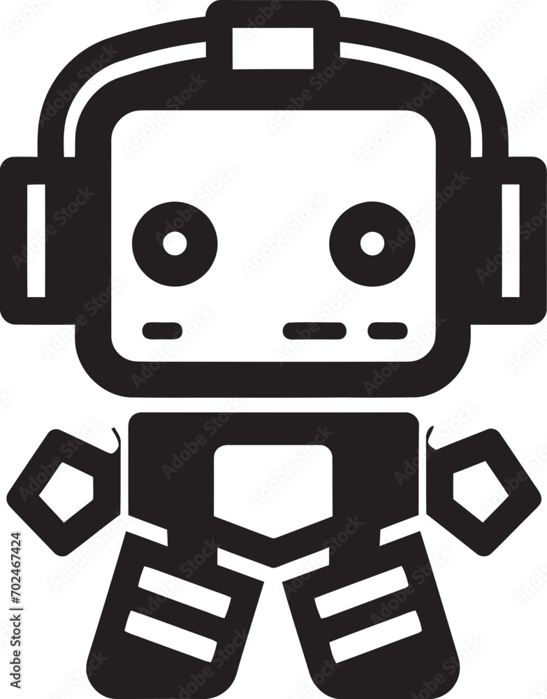 Nano Knight Combat Robot in Black Vector Design Mini Mech Tiny Combat Robot in Black Vector Logo Nano Knight Combat Robot in Black Vector Design Mini Mech Tiny Combat Robot in Black Vector Logo