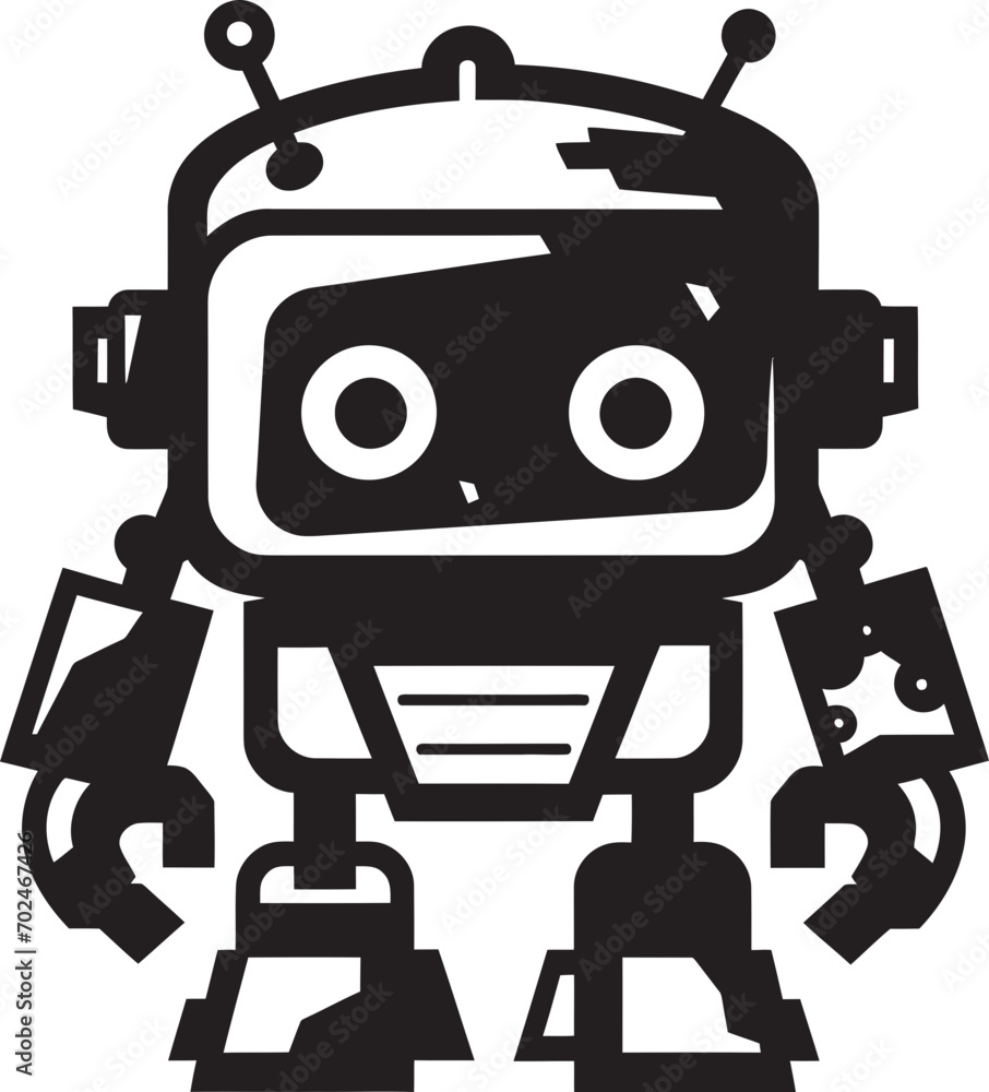 Micro Guardian Black Vector Combat Robot Symbol Sweet Sentinel Cute Tiny Combat Bot Emblem Micro Guardian Black Vector Combat Robot Symbol Sweet Sentinel Cute Tiny Combat Bot Emblem