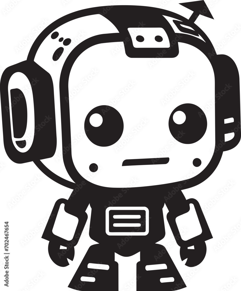 Bitty Battler Cute Tiny Combat Bot Symbol Miniature Guardian Black Vector Combat Robot Emblem Bitty Battler Cute Tiny Combat Bot Symbol Miniature Guardian Black Vector Combat Robot Emblem