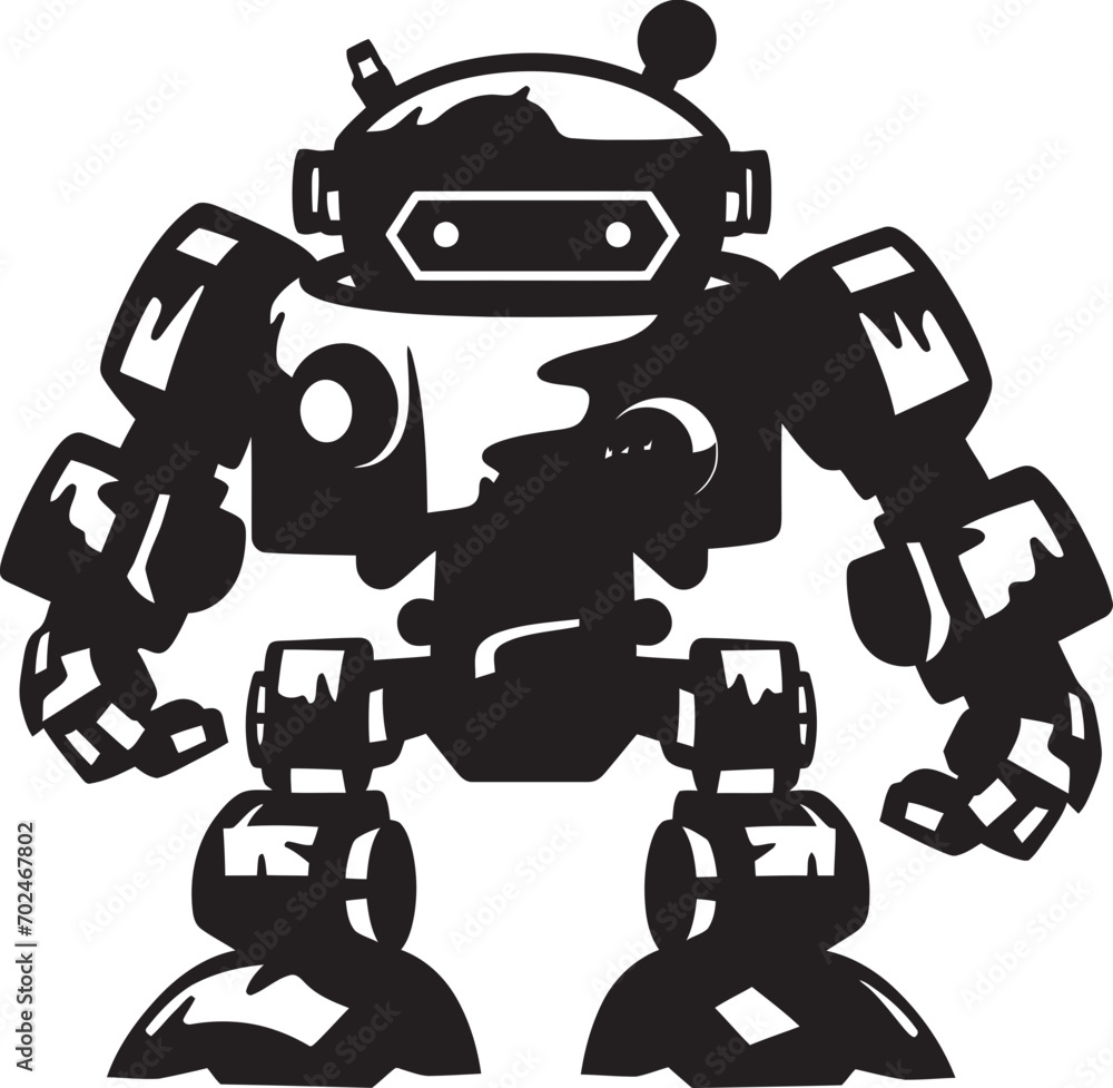 Micro Guardian Black Vector Combat Robot Symbol Sweet Sentinel Cute Tiny Combat Bot Emblem Micro Guardian Black Vector Combat Robot Symbol Sweet Sentinel Cute Tiny Combat Bot Emblem