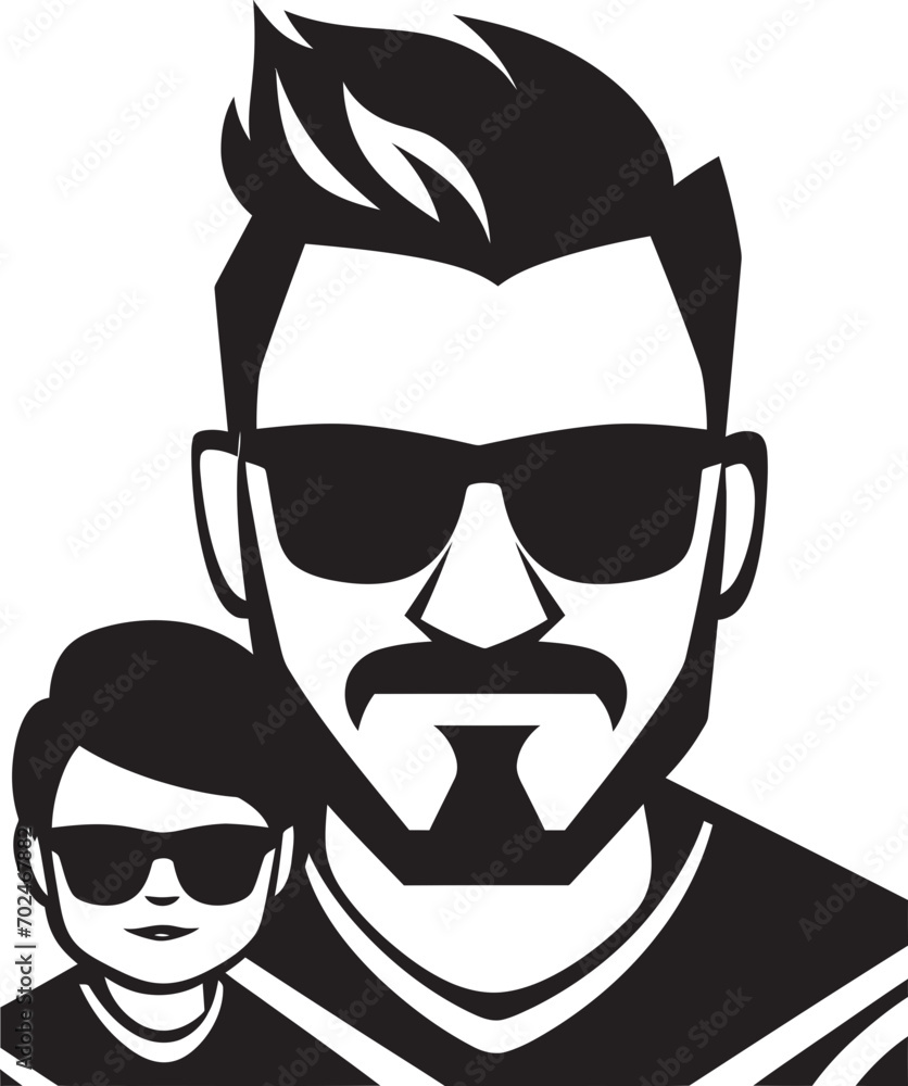 Cherished Moments Dad and Son Icon in Black Mentorship Emblem Black Vector Dad and Son Design
