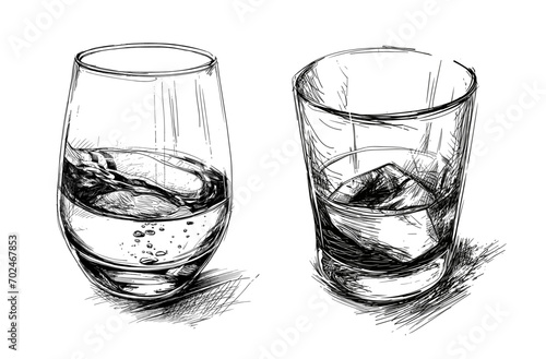 Crystal Clarity: Sparkling Water Glass Illustration