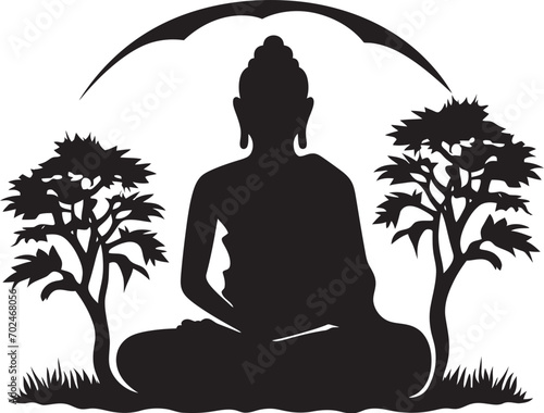 Spiritual Harmony Lord Buddha Black Emblem Mystic Enlightenment Buddha in Black Vector