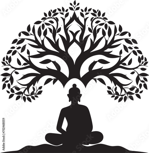 Eternal Wisdom Black Vector Buddha Symbolism Spiritual Harmony Lord Buddha Black Emblem