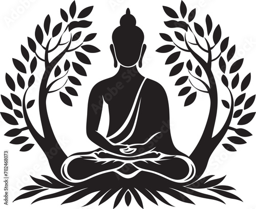 Zen Tranquility Buddha in Black Vector Design Serenitys Essence Black Vector Buddha Logo