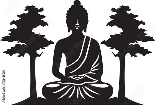 Mystic Enlightenment Buddha in Black Vector Silent Serenity Black Vector Buddha Icon