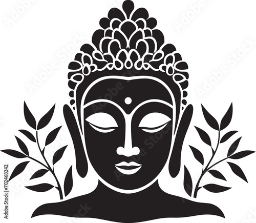 Zen Harmony Buddha in Black Vector Symbolism Spiritual Icon Black Vector Lord Buddha Logo